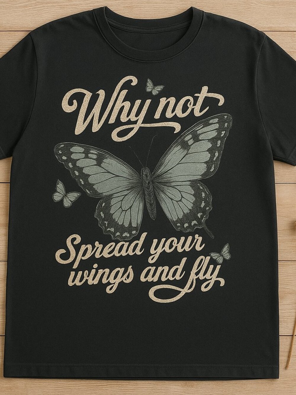 Why Not Butterfly Graphic Tee | Spread Your Wings & Fly Black T-Shirt